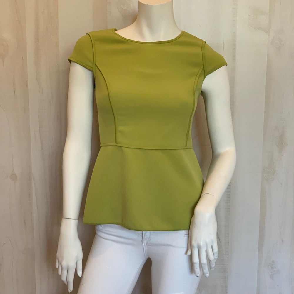 Halston Heritage Peplum top in chartreuse 2